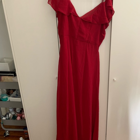 Elegant burgundy wedding bridesmaid dress - Picture 2 of 16